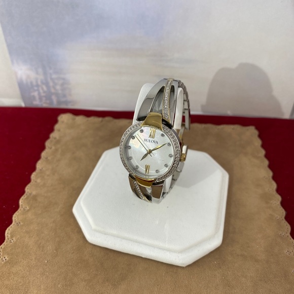 Sparkling Bulova Two Tone Crystal Accents MOP Dial main image 4